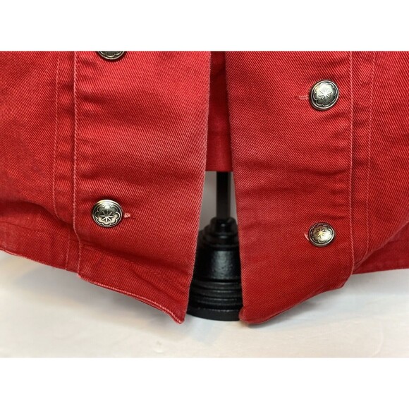 Vintage Cactus Flower Open Vest Womens Size L Red Western Southwest Sleeveless - Picture 16 of 16